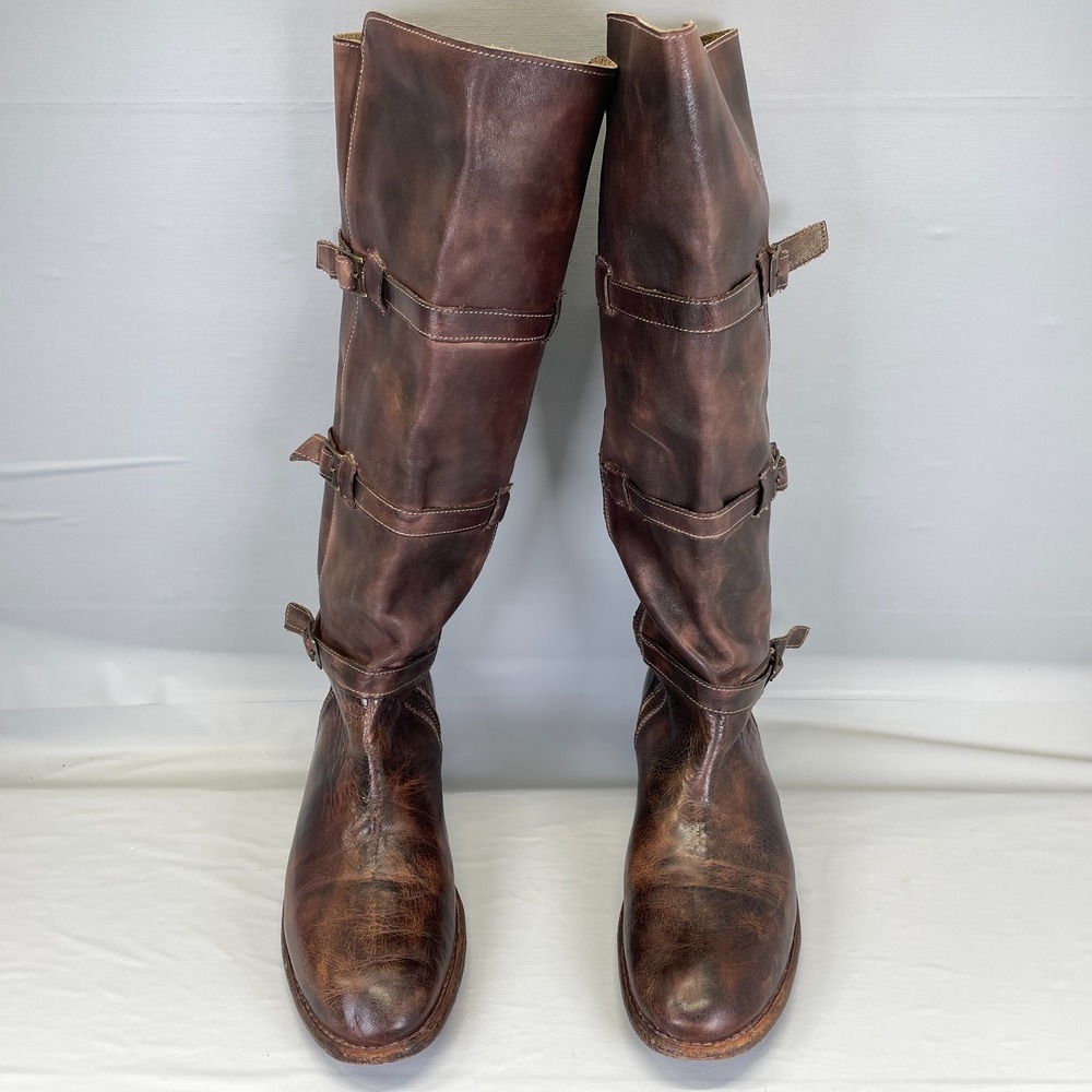 Bed Stu Cobbler Series Tall Riding Boots Womens Size 11 Brown Leather Zip Shoes - Picture 4 of 8